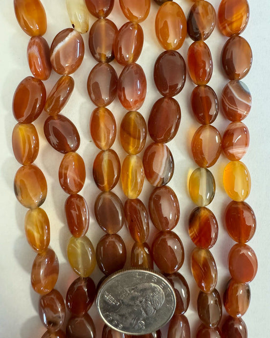 Red Agate, 13x10x5mm puff oval, 15