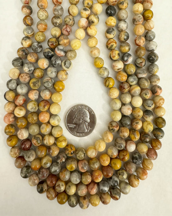 Mexican Crazy Lace Agate, 8mm round, 15