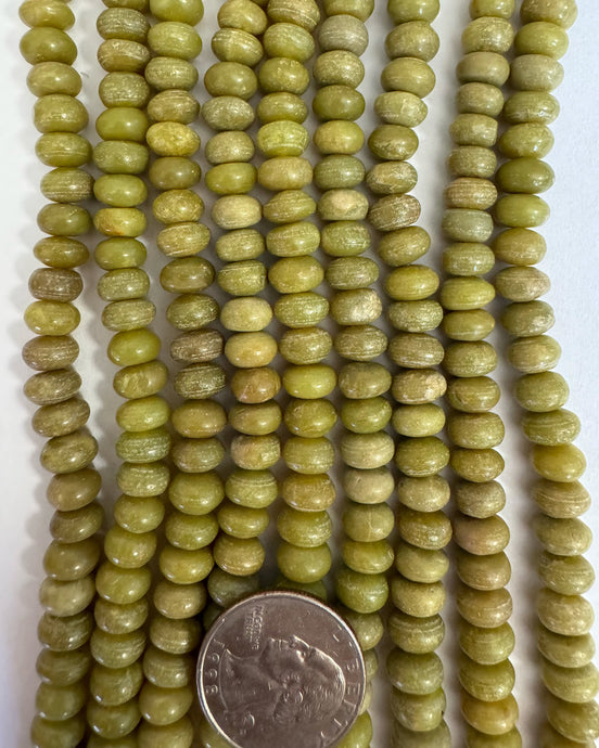 Olive Blood Jasper, 8x4mm rondelle, 15