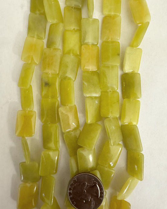 Olive Jade, 18x12x4mm puff rectangle, 15