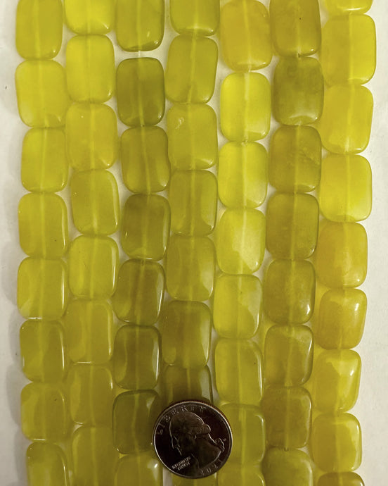 Olive Jade, 20x15x5mm puff rectangle, 15
