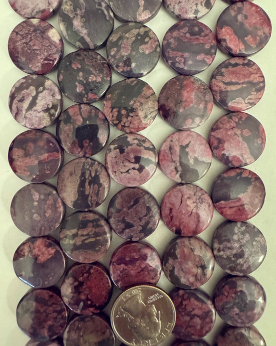 Purple Ocean Jasper, 20x20x6mm puff coin, 15