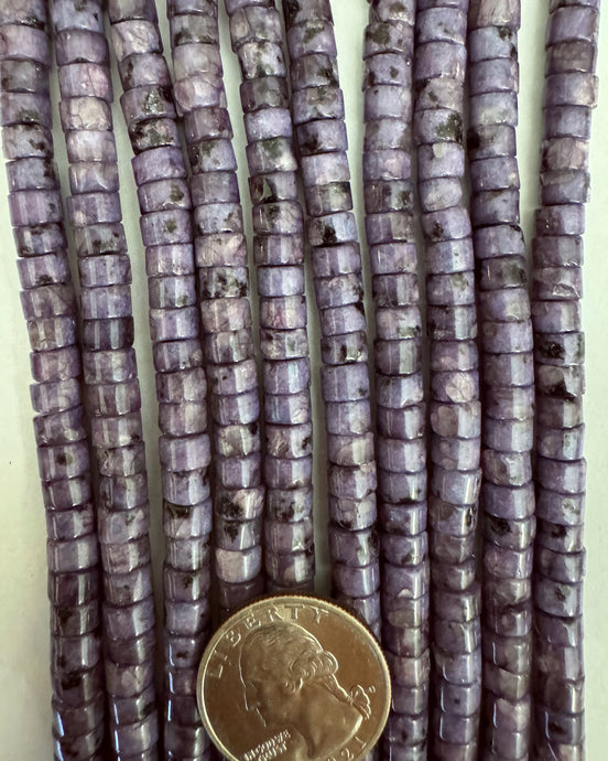 Purple Kiwi Quartz, 6x4mm heishi rondelle, 15