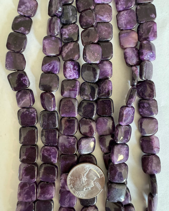 Purple Matrix Jasper, 12x12x5mm puff square, 15