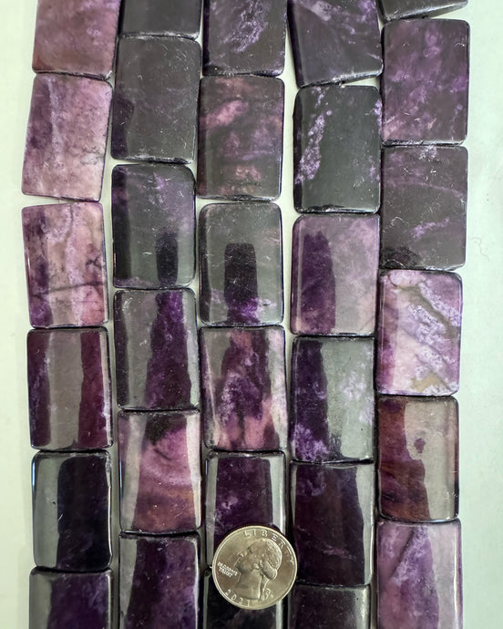 Purple Matrix Jasper, 36x25x6mm flat rectangle, 15