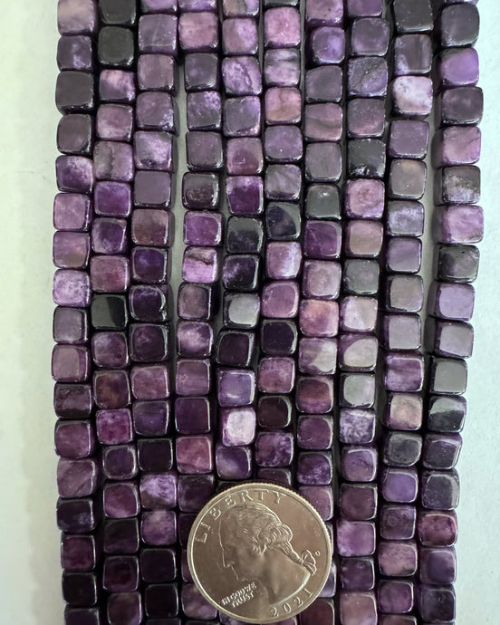 Purple Matrix Jasper, 7mm cube, 15
