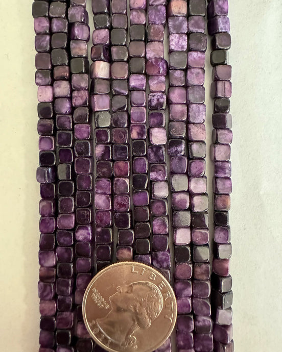 Purple Matrix Jasper, 4mm cube, 15