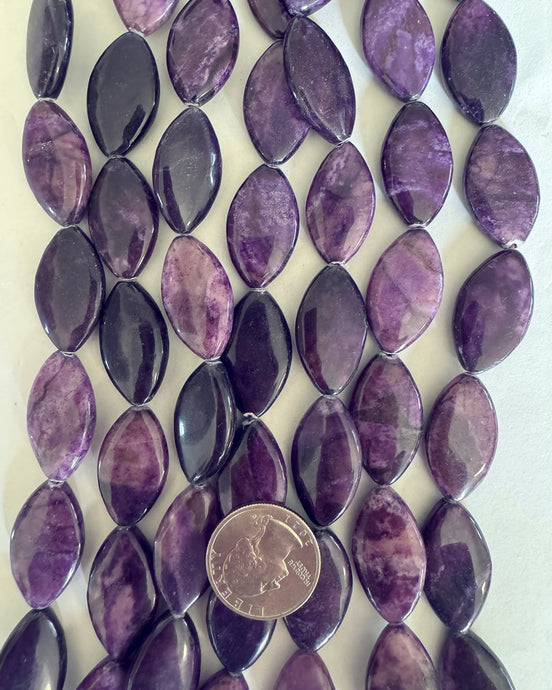 Purple Matrix Jasper, 28x16x6mm puff horse eye, 15