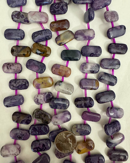 Purple Crazy Lace Agate, 22x16x6mm puff tile pendant, 15