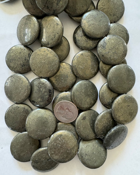 Pyrite, 30x30x7mm puff coin, 15