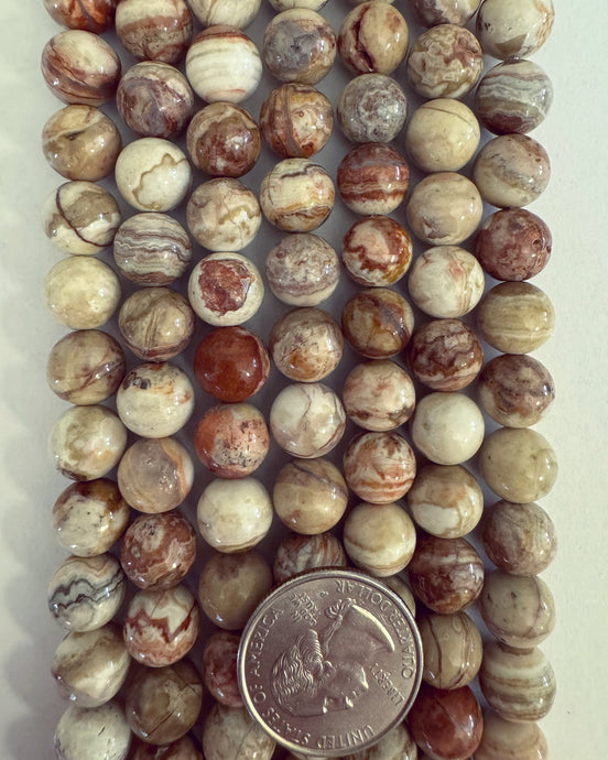 Red Mexican Crazy Lace Agate, 10mm round, 15