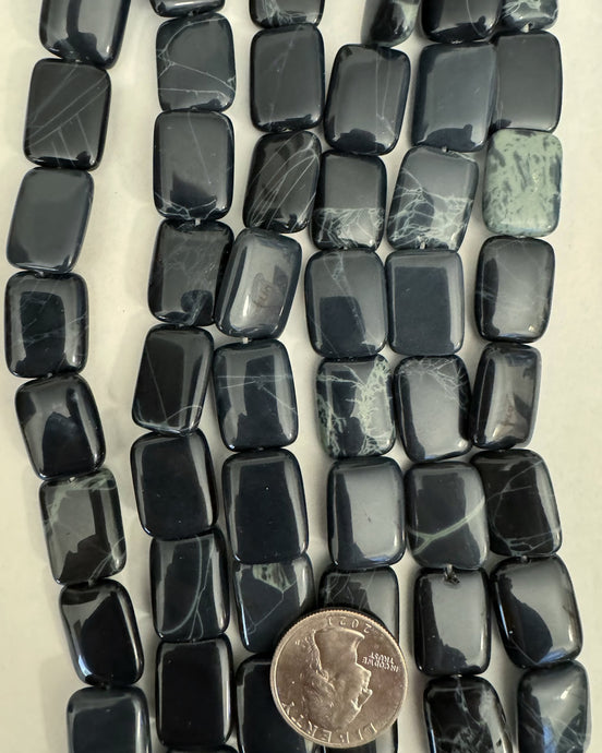 Spider Obsidian, 20x15x6mm puff rectangle, 15