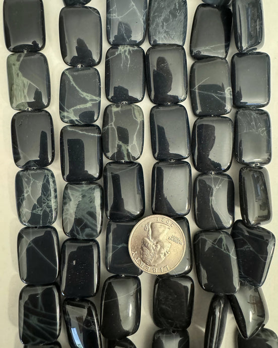 Spider Obsidian, 25x18x7mm puff rectangle, 15