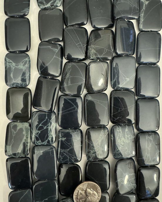 Spider Obsidian, 30x22x6mm puff rectangle, 15