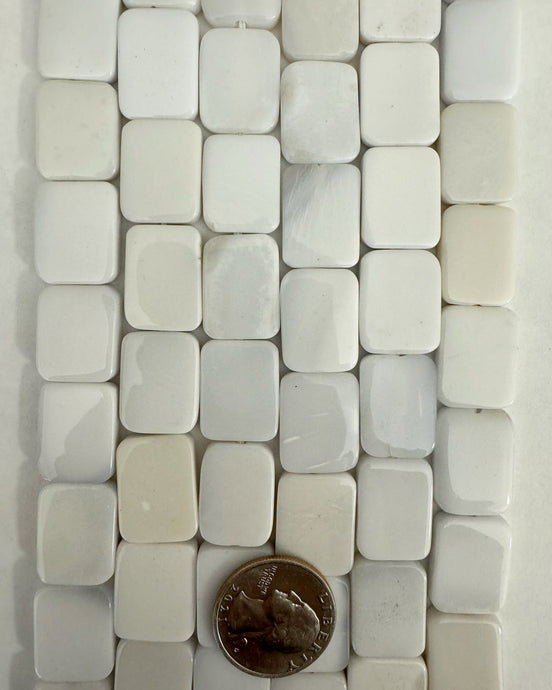White Agate, 20x15x5mm puff rectangle, 15