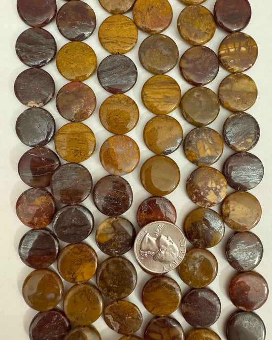 Wooden Jasper, 19x19x4mm puff coin, 15