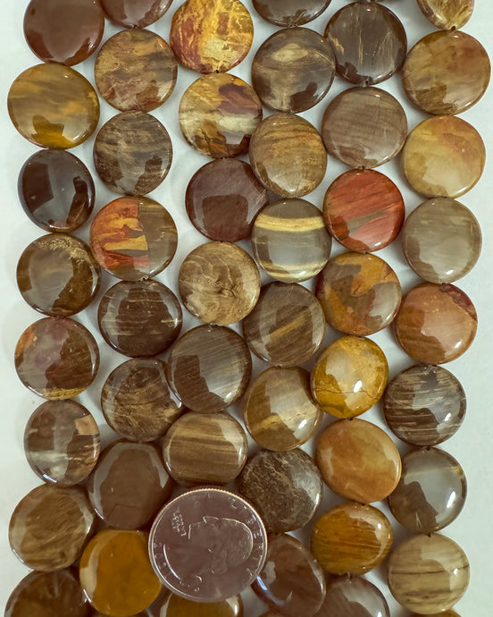 Wooden Jasper, 18x18x5mm puff coin, 15