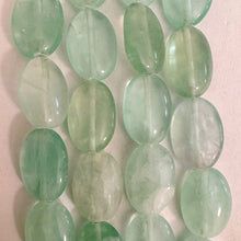 green fluorite, 13x9x5mm puff oval, 15" strand