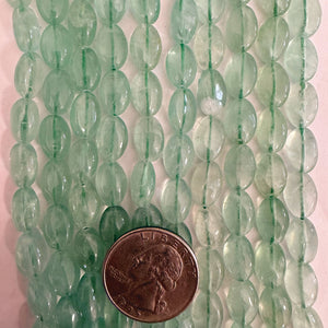 green fluorite, 11x8x5mm puff oval, 15" strand (batch 1)