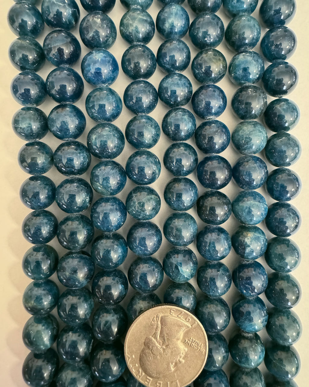 natural dark blue apatite, 11-12mm round, 15