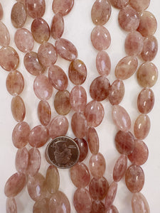 natural ruby quartz, 20x15x6mm oval,  15" strand, sold per strand