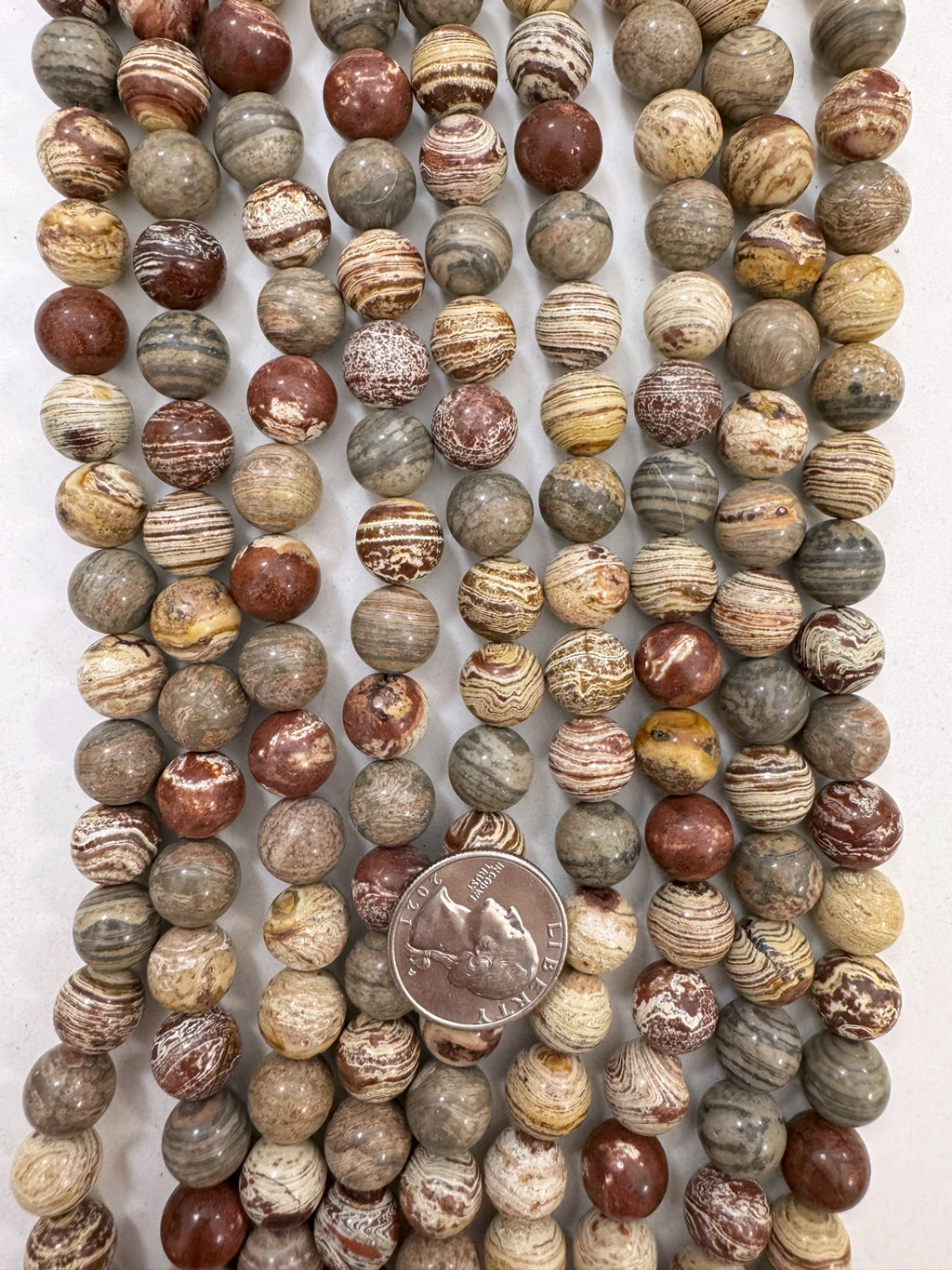 brown banded jasper, 12mm round, 15