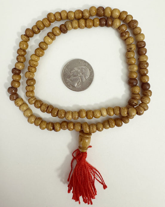 golden bone, 108 bead mala, 7x5mm rondelle,  21