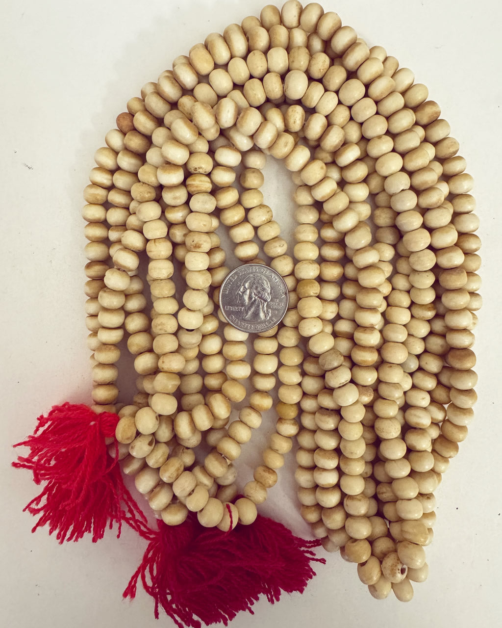 off white bone, 108 bead mala, 8x7mm rondelle, 28