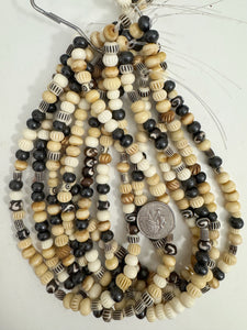 mixed motif, mixed color bone, 5-8mm shape mix, 15" strand, item sold per strand