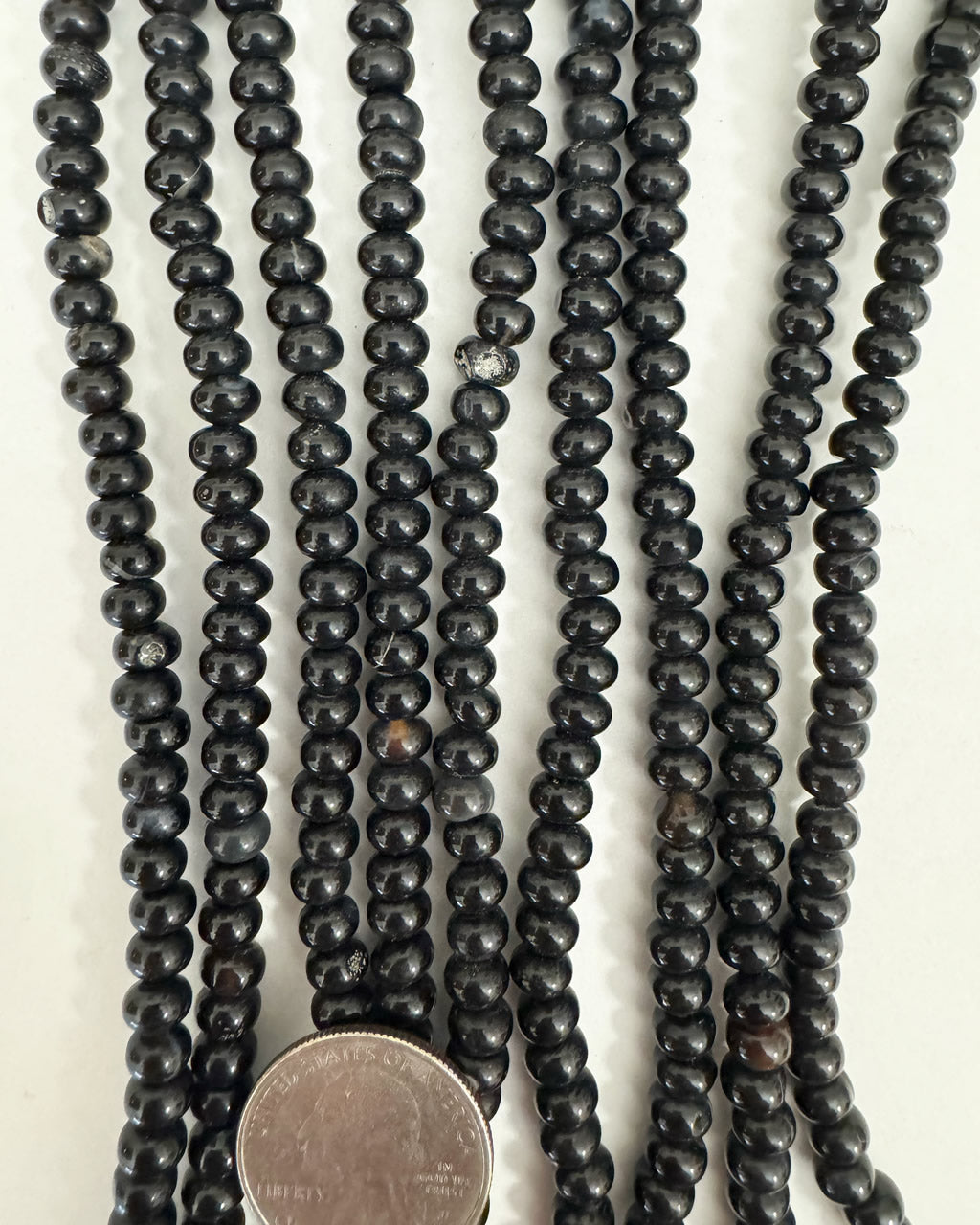 natural black agate, 6x4mm rondelle, 15