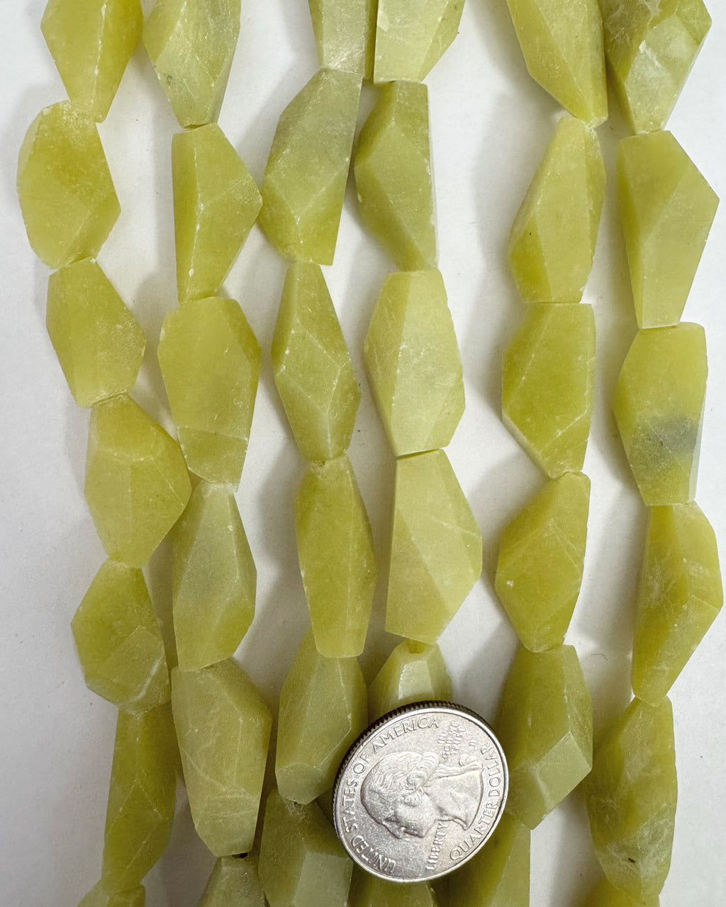 natural olive jade, 21-27mm faceted long nugget, 15