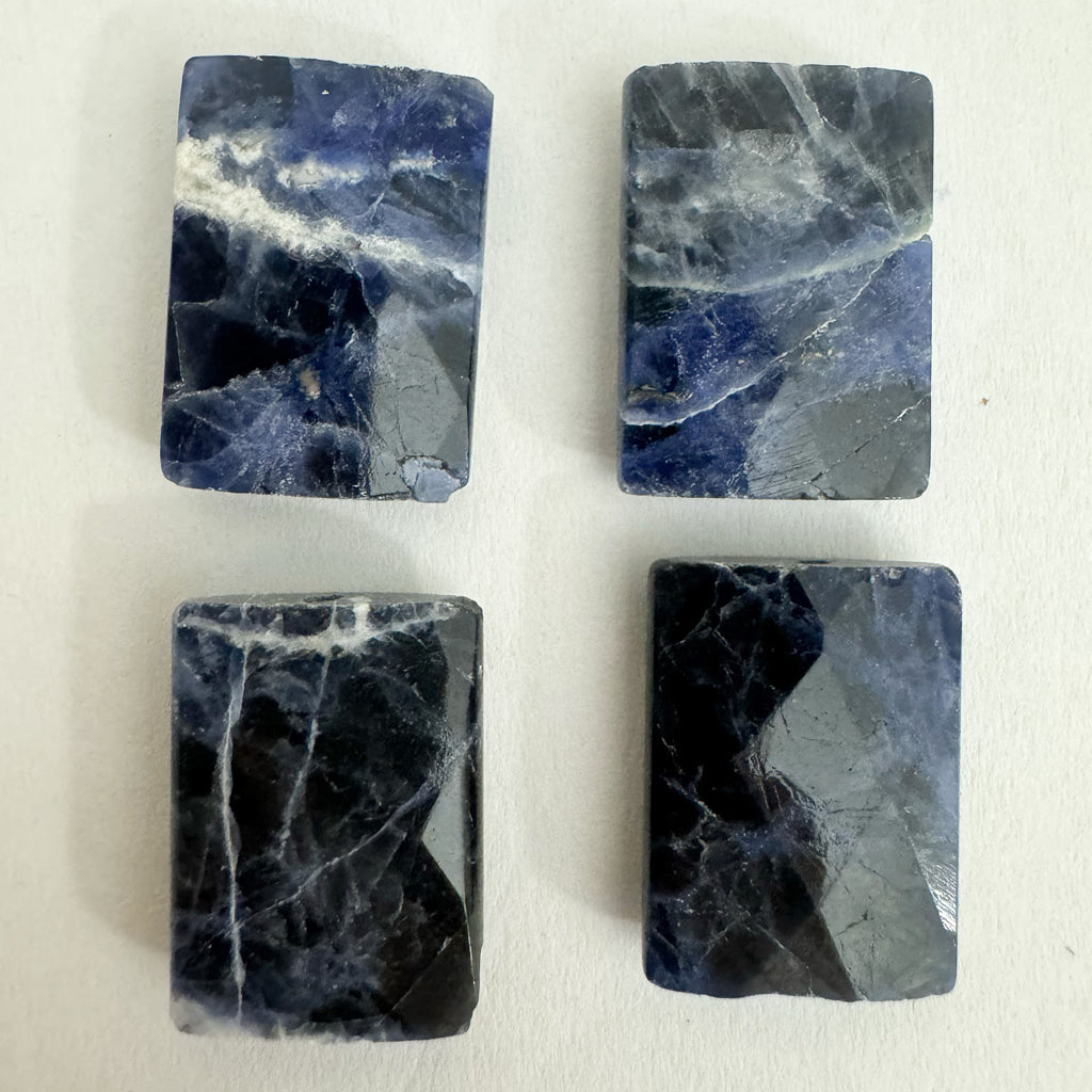 sodalite, 20x15x6mm faceted puff rectangle, sold per single bead