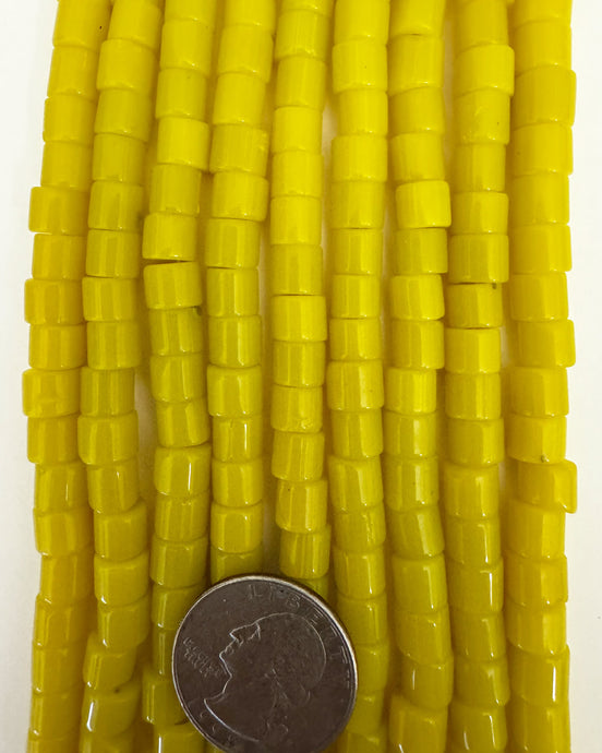 glass, dark yellow, 7x6mm tube, 15