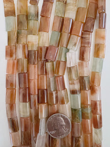 natural rainbow crystal quartz, 14x10x5mm rectangle,  15" strand, sold per strand