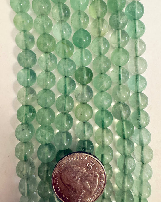 natural green fluorite, 8mm round, 15