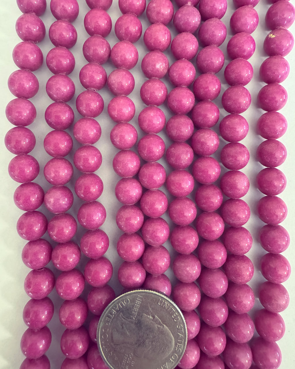 color enhanced dark red pink quartz, 8mm round, 15