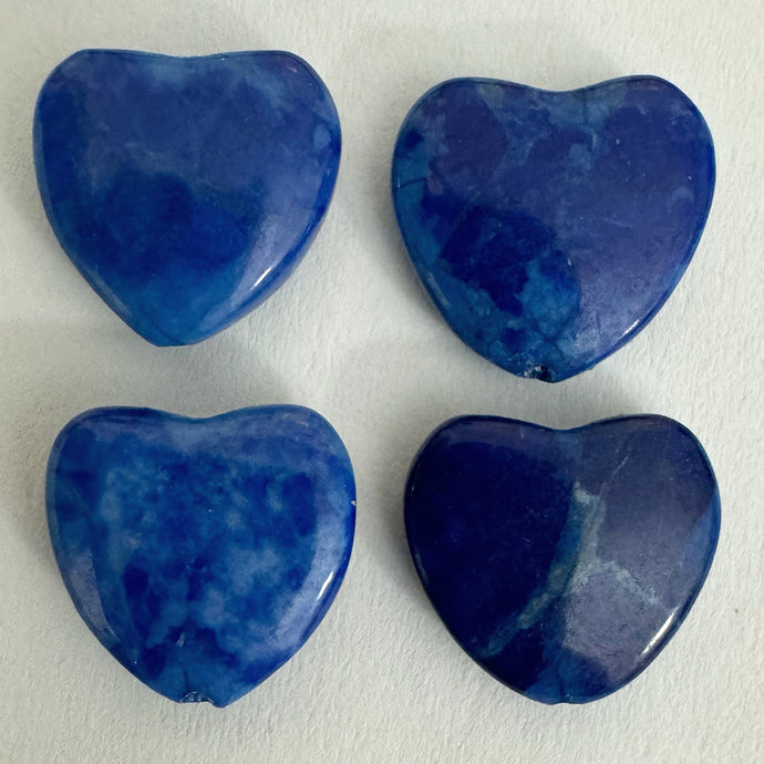 blue howlite, 12x12x4mm puff heart, sold per single bead