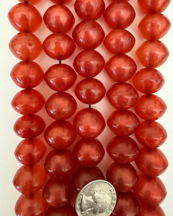 resin, pearly red, 20x16mm bump rondelle, 15