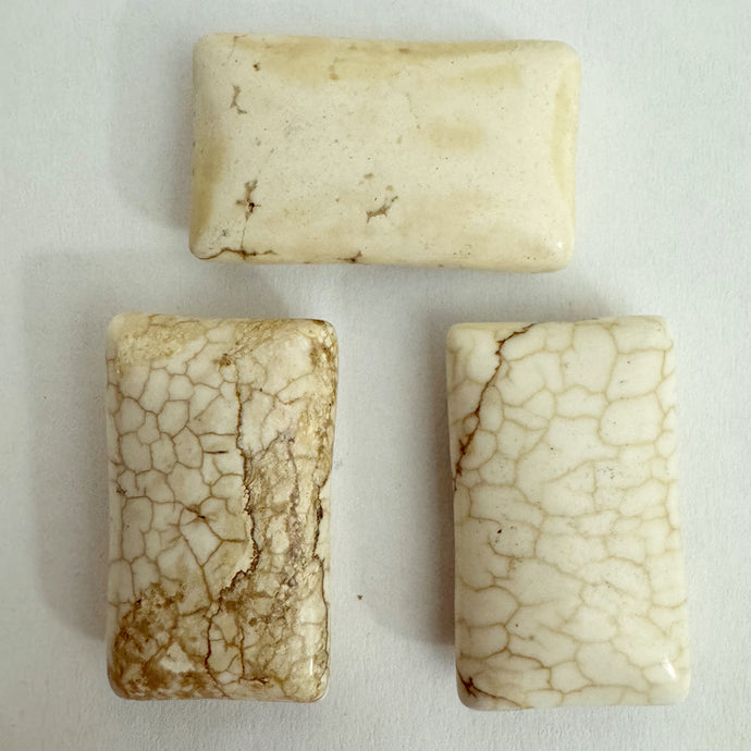 white turquoise, 29x17x8mm puff rectangle, sold per single bead