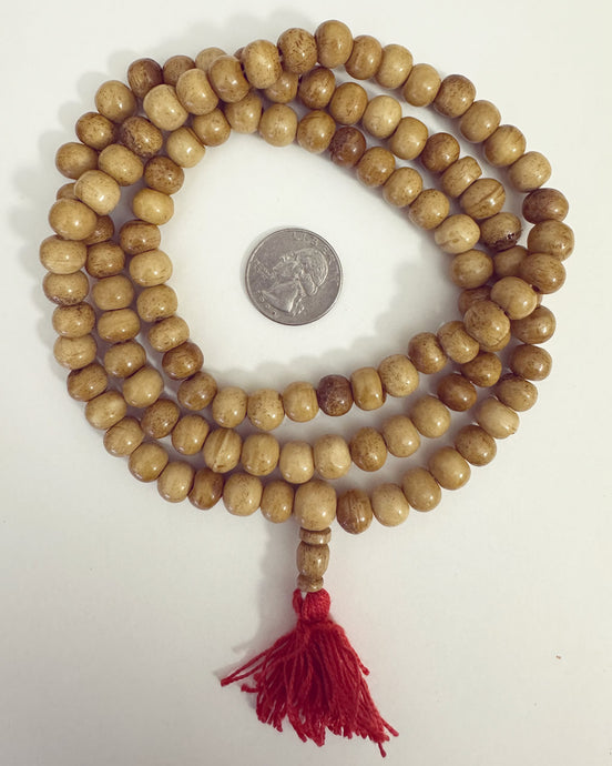 golden bone, 108 bead mala, 10x8mm rondelle, 33