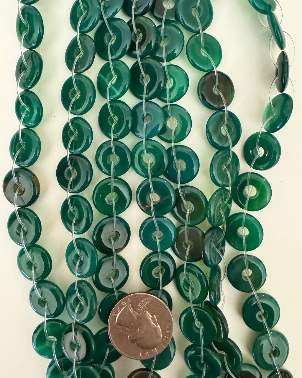 color enhanced dark blue green agate, 16x16x4mm donut or rondelle, approximately 26pc, 15