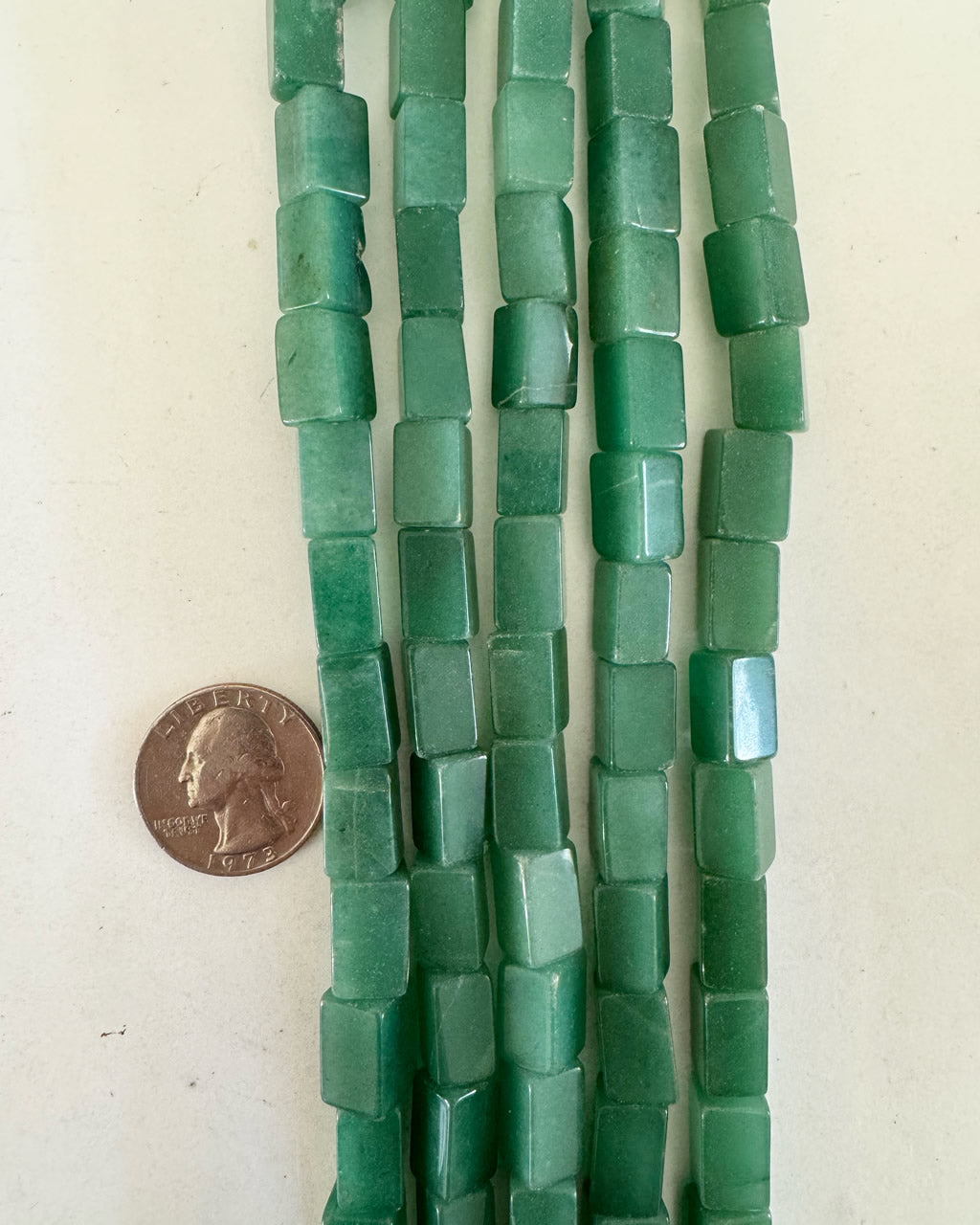 natural green aventurine, 14x8x8mm four sided tube, 15