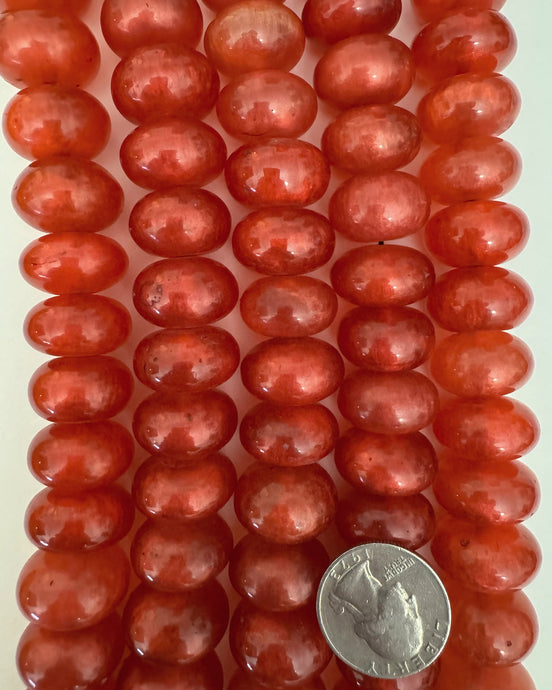 resin, pearly red, 20x12mm rondelle, 15