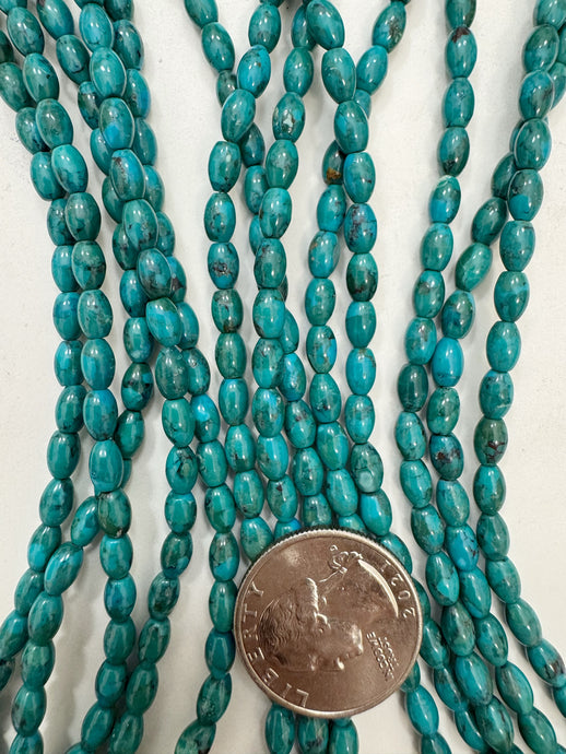 reconstructed chinese turquoise, 6x4mm bowed rice tube,  15