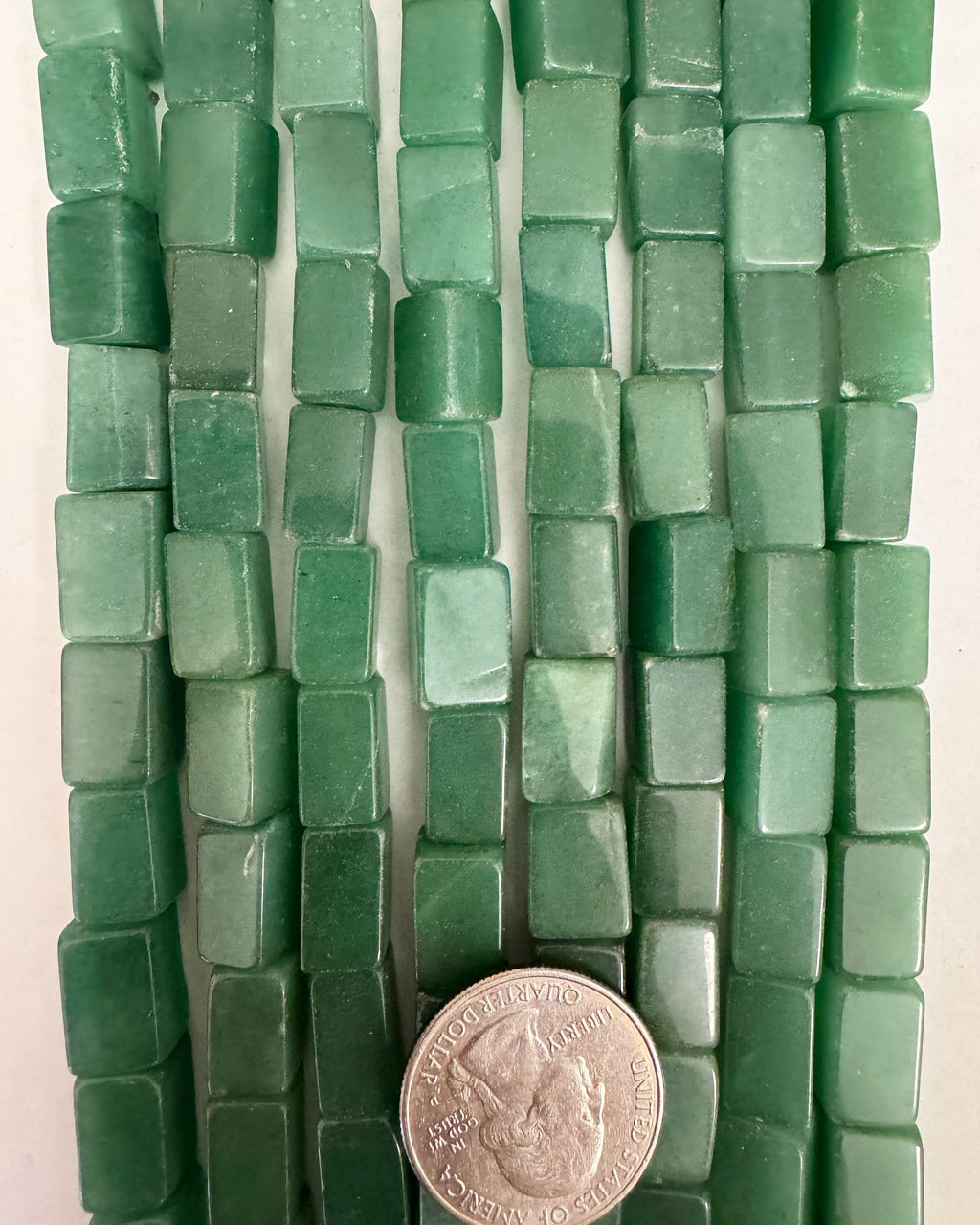 natural aventurine, 13x7x7mm four sided tube, 15