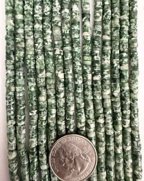 zing jiang jade, 4x2mm heishi rondelle, 15