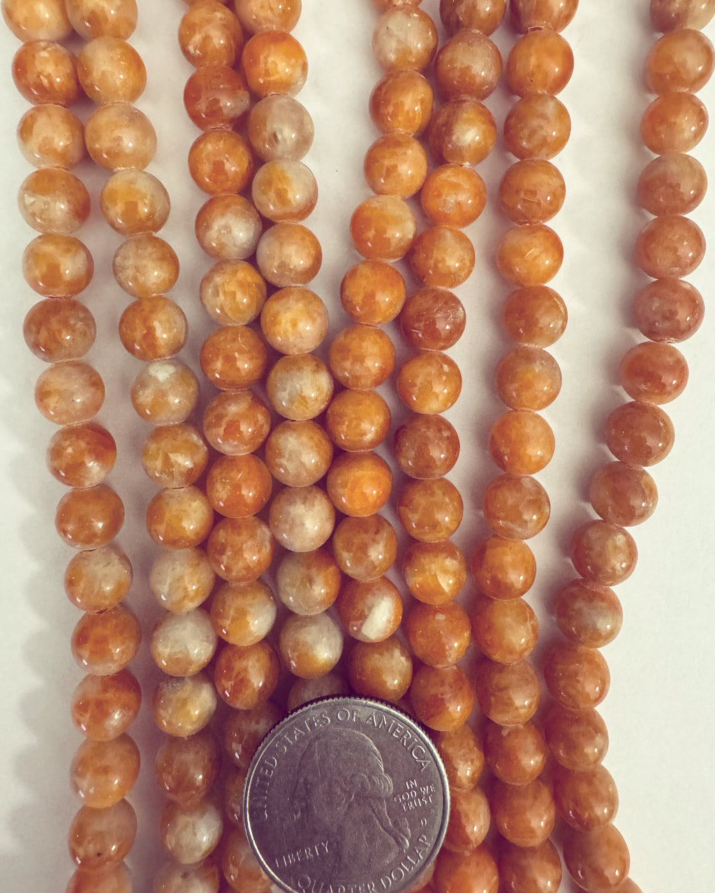 natural orange calcite, 8mm round, 15