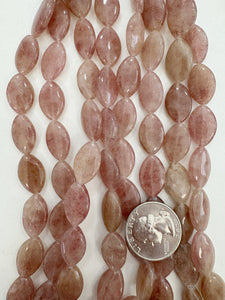 natural ruby quartz, 19x12x5mm horse eye  15" strand, sold per strand