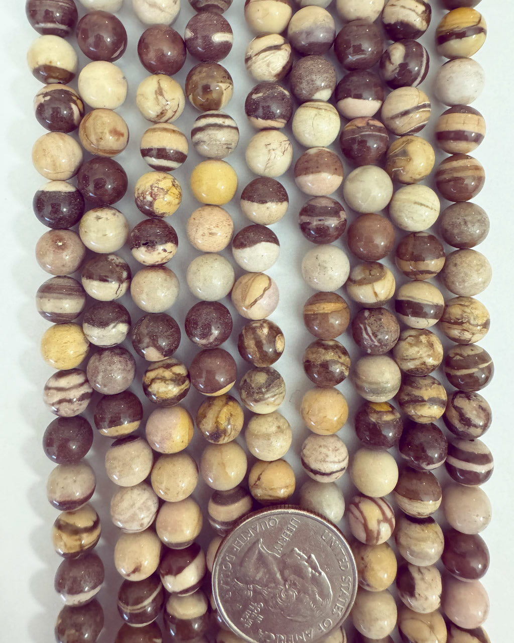 natural brown zebra jasper, 8mm round, 15