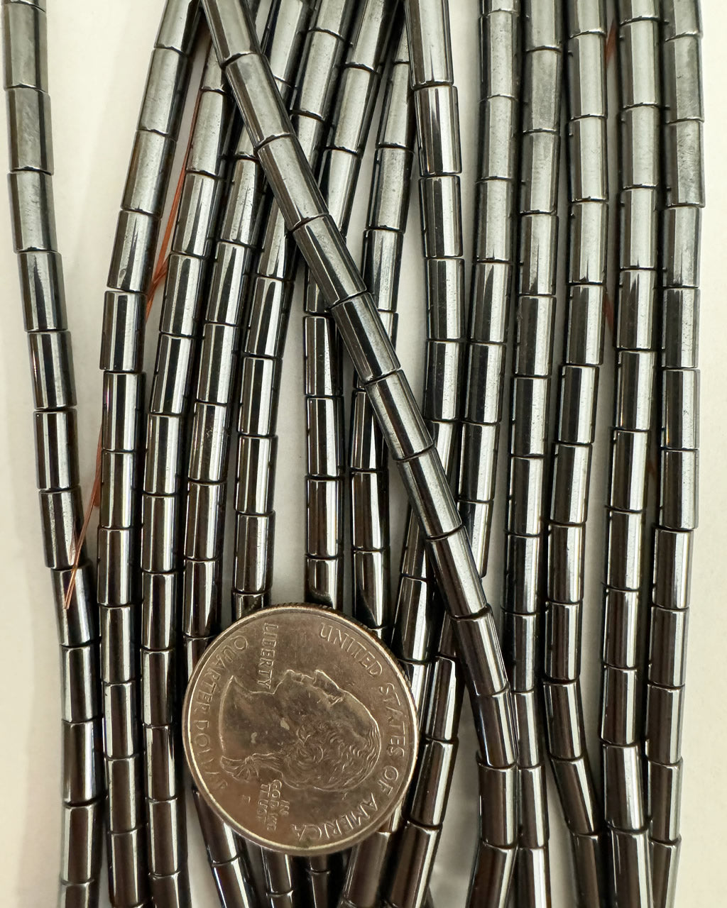 natural hematite, 8x4mm tube, 15